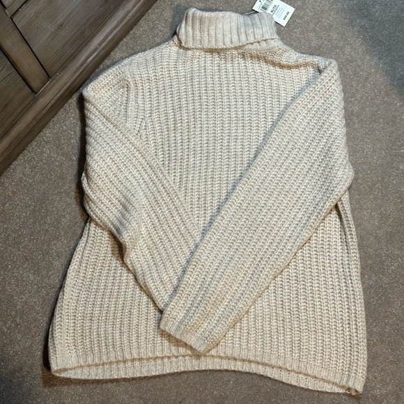 LUCKY BRAND Oatmeal Beige Traveling Rib Ribbed Turtle Neck Sweater XL - Picture 5 of 8